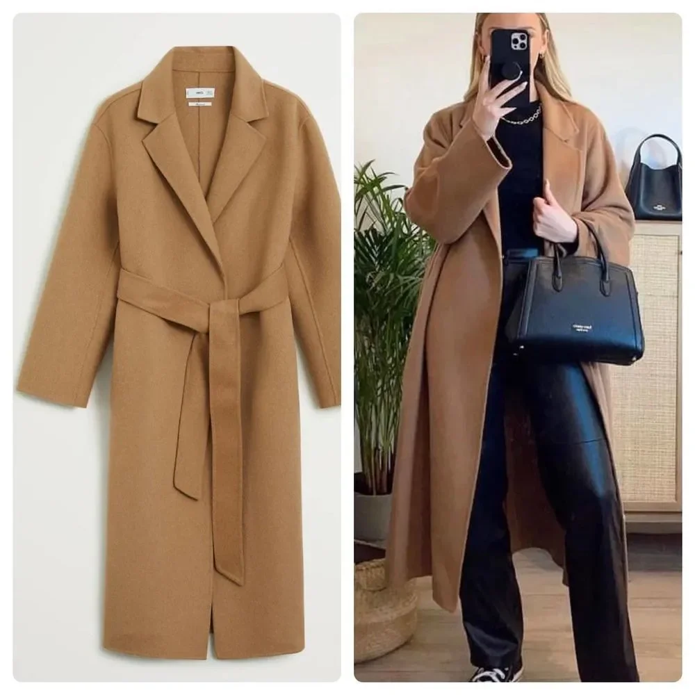 Mango Wool Blend Belted Coat Bloggers Fav New - Picture 6 of 16